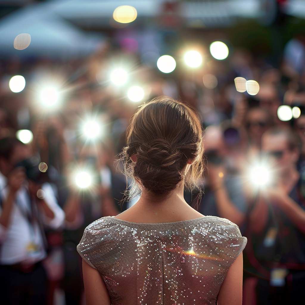 Una giovane ragazza fotografata di schiena al festival di Taormina.